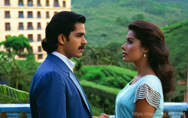 베네수엘라 영화 및 드라마 추천 - **Prompt:** A captivating cinematic still from a classic Venezuelan telenovela set in the late 1980s...