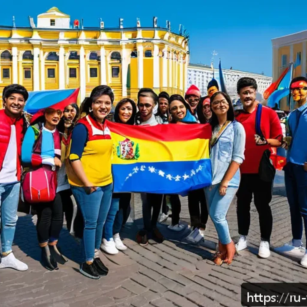 베네수엘라 정치 망명 사례 - A diverse group of young Venezuelan professionals and students warmly interacting at a cultural exch...