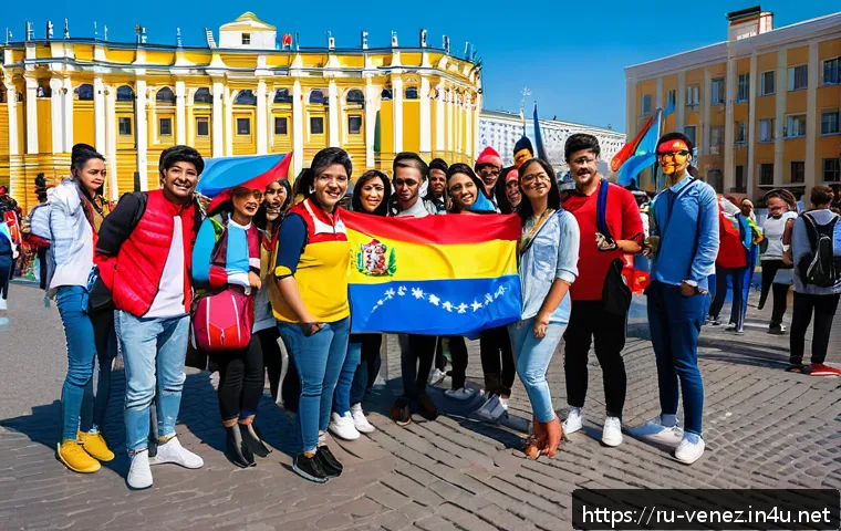 베네수엘라 정치 망명 사례 - A diverse group of young Venezuelan professionals and students warmly interacting at a cultural exch...